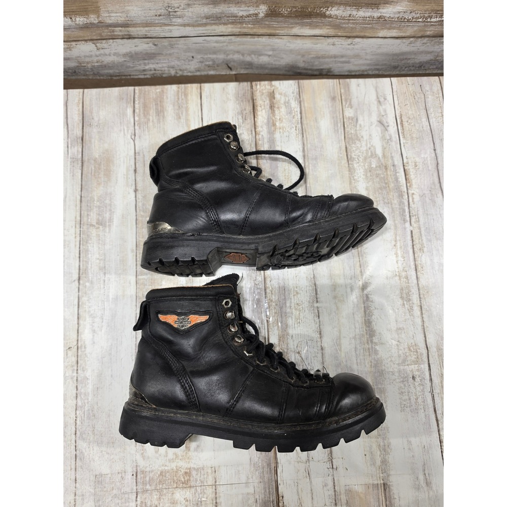 Harley-Davidson Lauderdale Black Leather Biker Boots Vintage 1995 Womens 7.5 - Picture 3 of 8
